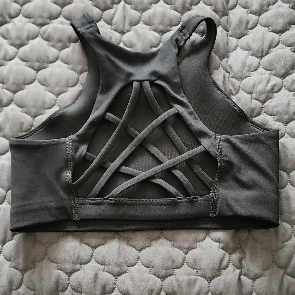 Nike Charcoal Sports Bra with Silver Logo - Picture 3 of 4